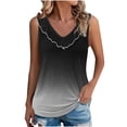 thumbnail image 2 of Sentmoon Débardeurs pour Femmes Été Col Rond Coupe Régulière Tendance Tops pour Femmes 2025 Boho Grand Bretelle Volants Dégradé Sans Manches T-Shirts Chemises Décontractées pour Vacances à la Plage Noir TG, 2 of 6