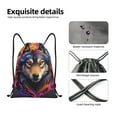 thumbnail image 4 of Sikiie Colorful Wolf Head Drawstring Backpack Drawstring Bags, Draw String Back Bag for Sports, Gym, Travel, Swimming, Beach-Small, 4 of 6
