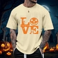 thumbnail image 4 of Landzoo Halloween Men'S Shirts Pumpkin Print Short Sleeve Crew Neck T-Shirt Party Loose Fit Men Tops Size L Beige, 4 of 4