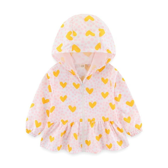 YTDSCS Baby Kids Printing Sun Protection Jacket for Girls Long Sleeve Rash Guard Upf 50 Sun Shirt Girls Spring Summer Zip Hooded Rashguard for Toddler 3-8T