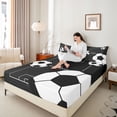 thumbnail image 4 of Manfei Soccer Ball Game 4 Pieces Queen Sheet Sets for Children Teens Boys,Sport Theme Ultra Soft Flat Sheet,Black White Queen Fitted Sheet,Ultra Soft Home Decor, 4 of 7