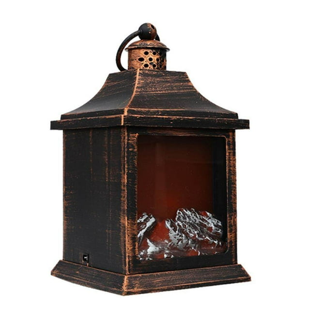 Fireplace Lantern Multi-purpose Christmas Fireplace Lamp LED Logs Craftsmanship Ornament Desktop Fire Effect Fireplace Table Lamp for Indoor or Outdoor Type 2