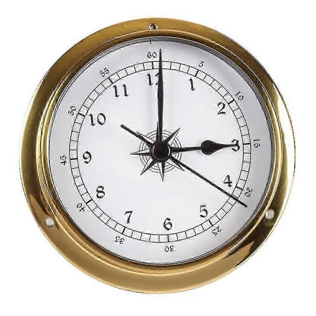 Clock, Wall Mounted Tester Copper Shell Marine for Weather Station, Wall Hanging Boat Using Clock, 115mm-YKY416