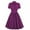 Purple, variant on Summer Dress Saving! Women Casual Short Sleeve Round Neck Solid Lacing Single-Breasted Loose Hem Dress Purple XXL