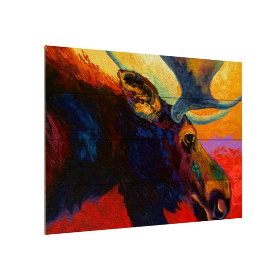 Marion Rose 'Alaska Spirit Moose' Wood Slat Art
