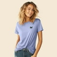 thumbnail image 4 of Dalix Butterfly Embroidered Cotton Relaxed Fit Short Sleeve Crewneck Tee Shirt Women in Lavender Blue L Large, 4 of 5