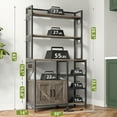 thumbnail image 3 of EnHomee 6-Tier Kitchen Baker‘s Rack with Storage Cabinet Microwave Stand with Power Outlet Coffee Bar with Hutch & Side Hooks Microwave Rack for Kitchen with Shelves, Black Oak, 3 of 9
