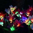 thumbnail image 4 of Luces solares de jardín con forma de lirio para exteriores, 3 luces solares, decoración solar para jardín, patio, cerca, pasarela y cerca para fiestas., 4 of 5