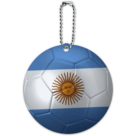 Argentina Flag Soccer Ball Futbol Football Round Luggage ID Tag Card for Suitcase or Carry-On