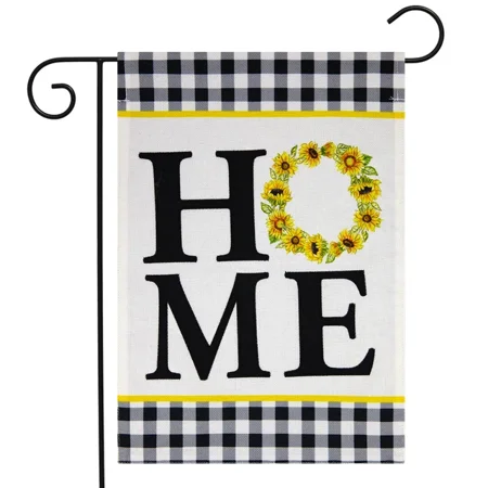 Sunflower Wreath Everyday Burlap Flag 12x18 POLE NOT INCLUDED Garden Flag
