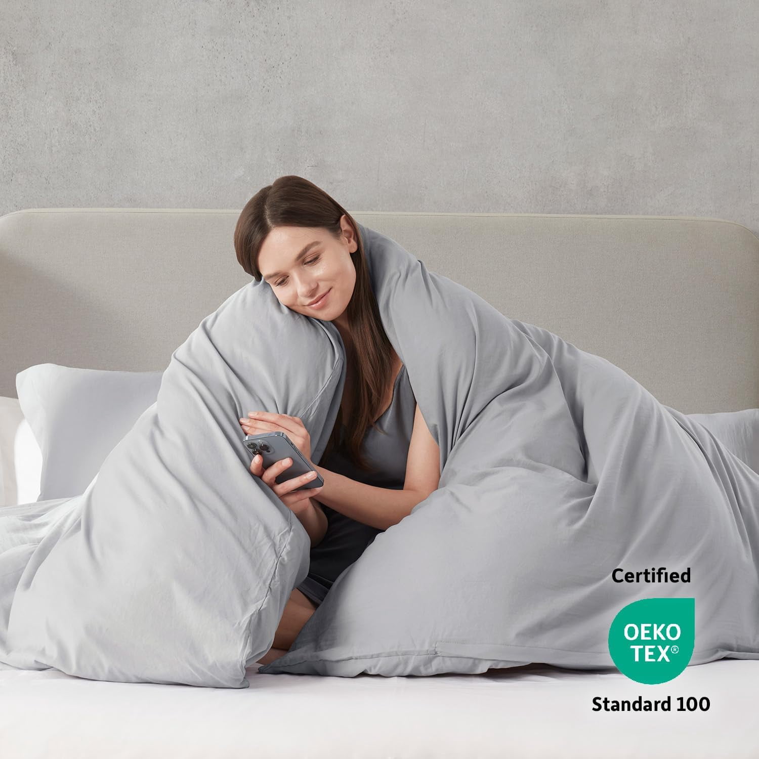 LammaLoe Duvet Cover Twin/Twin XL Size, Soft Prewashed 2-Piece Duvet Cover Bedding Set with 1 Pillow Sham, Light Gray