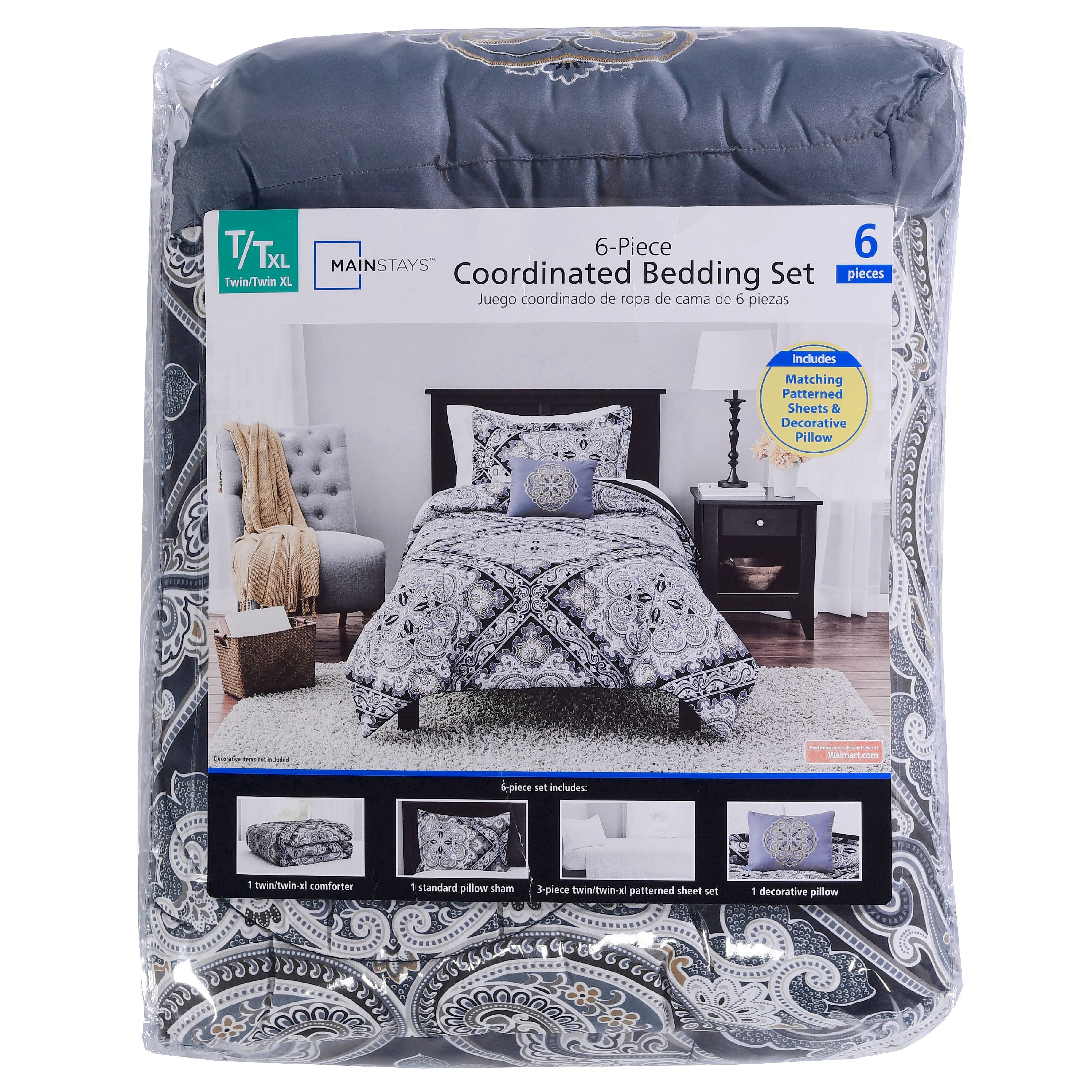 Mainstays Black Diamond Complete Comforter Bedding, Twin/Twin XL - image 5 of 7