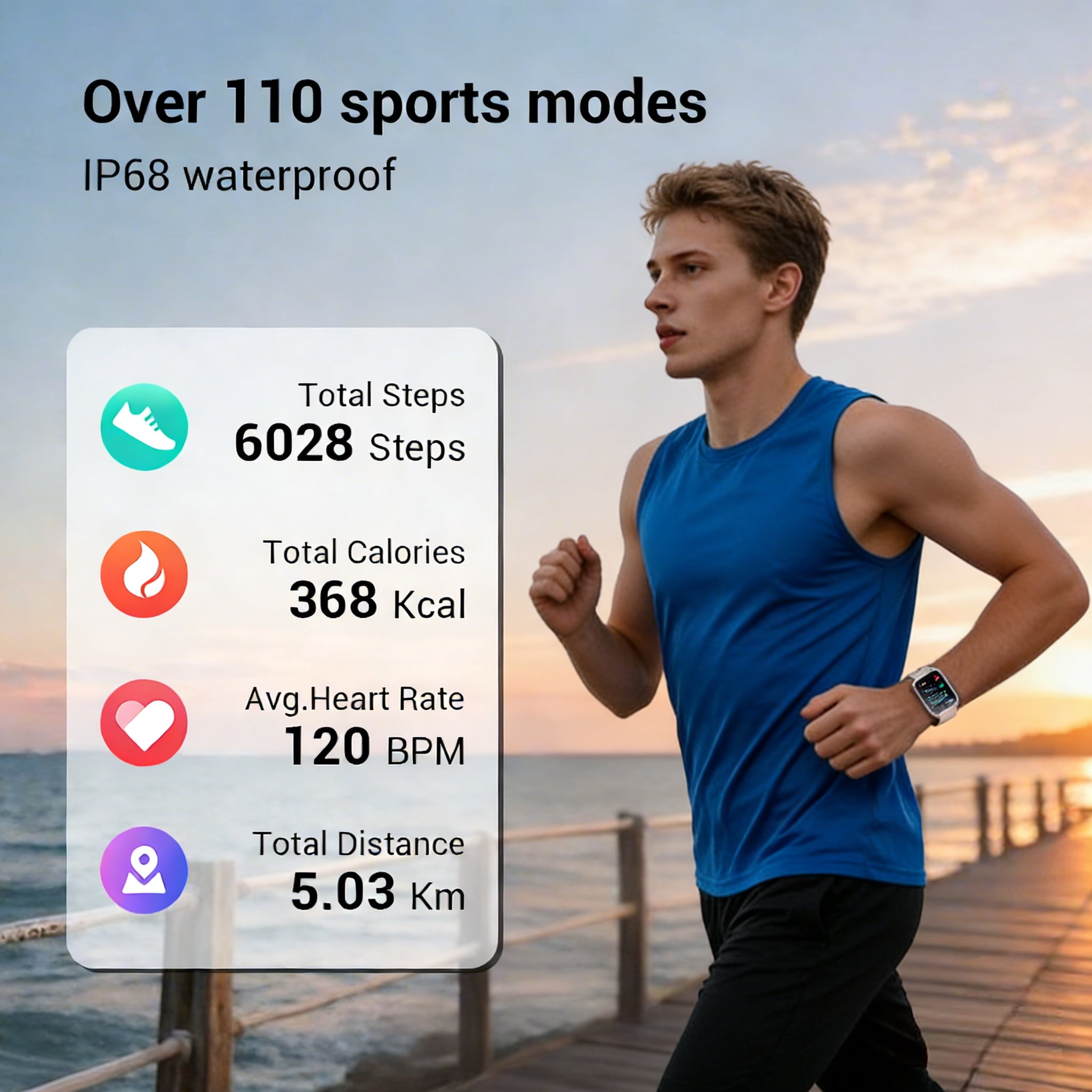 IOWODO Smart Watch for Men Women Compatible with iPhone Samsung Android Phone 1.91 inch Full Touch Screen IP68 Waterproof Bluetooh Fitness Tracker