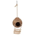 thumbnail image 4 of Casa colgante de coco natural para loros con escalera, jaula para hámster, columpio, nido de juguete, cáscara de coco peluda con escalera, 4 of 14