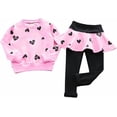 thumbnail image 3 of Conjunto de ropa para niñas pequeñas con estampado de corazones, sudadera de manga larga, camiseta, pantalones, falda, leggings, pantalones, de 2 a 8 años, 3 of 5