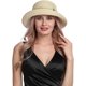 thumbnail image 2 of Sombrero de paja ajustable con lazo rizado de verano para mujer - Beige, 2 of 5