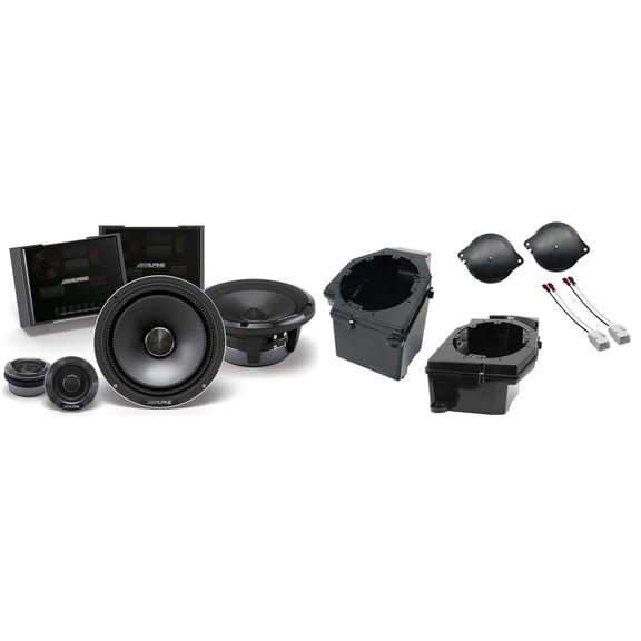 Alpine HDZ-65C 6.5" Status Component Speakers and Front 6.5" Speaker Pods with Tweeter Adaptors Compatible with Jeep JL (2018-2023) & JT (2020-2023)
