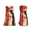 thumbnail image 3 of Bixox Robe Sans Manches à Imprimé Art Trompette Rouge pour Femmes avec Poches, Robe Débardeur Décontractée Longueur Genou pour l'Été-Petite, 3 of 7