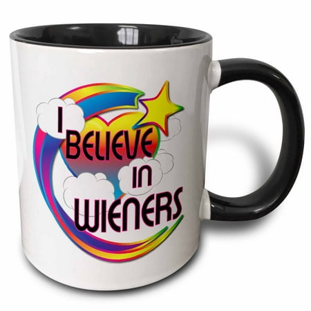 

3dRose I Believe In Wieners Cute Believer Design - Two Tone Black Mug 11-ounce