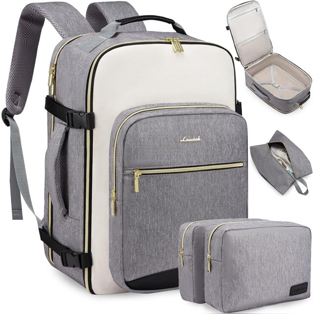 Large Travel Backpack for Women & Men, 40L Carry on Backpack for Airplanes, TSA Personal Item Travel Bag fits 17" Laptop, Waterproof Travel Essentials Airline Approved with 3 Packing Cubes