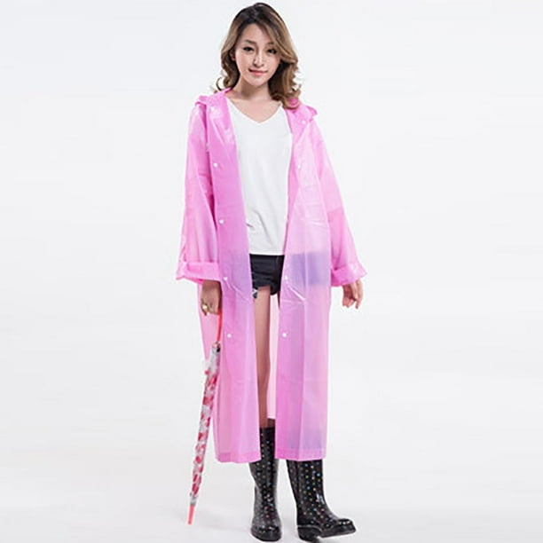 Trayknick See Through Hooded Raincoat Festival Long Rain Coat Outdoor Camping Rainwear Purple Walmart