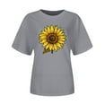 thumbnail image 5 of Fznquz Casual Women Workout Tops Gray Plus Size Short Sleeve T Shirt Crew Neck Summer Sunflower Blouses, 5 of 6