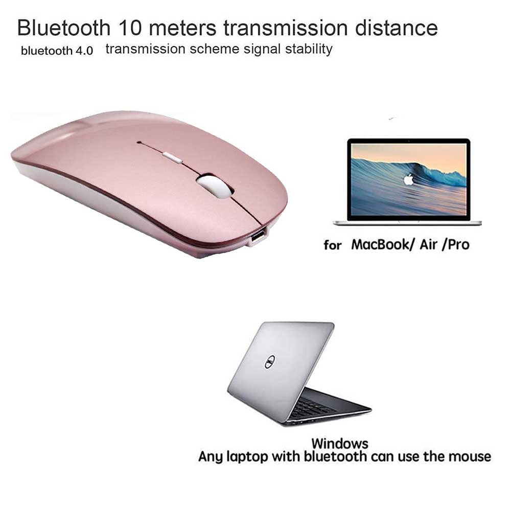 Bluetooth Mouse – Wireless Mouse for Mac Laptop(Rechargeable) ROSE