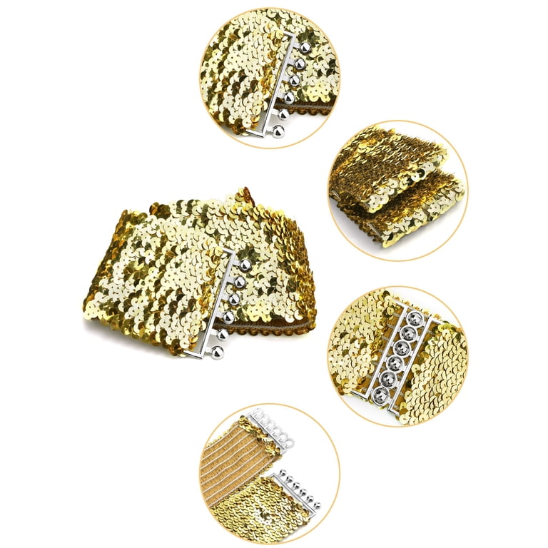 gold embellished belt for dress Women Sequins Elastic Cinch Blouse Tone MOB2503