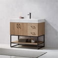 thumbnail image 4 of Pemberly Row 36" White Stone Top Oak Single Vanity Black Frame w/o Mirror, 4 of 13