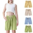 thumbnail image 3 of breaise Bermuda Shorts for Kid Girls Boys Solid Cotton Linen Shorts Drawstring Athletic Shorts Lightweoght Running Shorts, 3 of 9