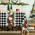 thumbnail image 3 of Christmas Tablecloth 60 84 Inch Rectangular, Christmas Ball Ornaments Black Bufalo Plaid Washable Table Cover For Party Picnic Dinner Decor, 3 of 6