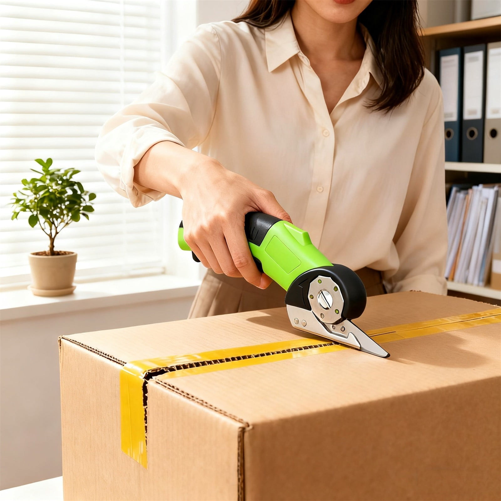 Cordless Electric Scissors,Rechargeable Cardboard Box Cutter, Rotary Cutter for Cardboard Fabric Carpet Plastic Leather Cloth