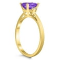 thumbnail image 2 of SZUL Women's Emerald Cut 7X5MM Amethyst and Diamond Three Stone Ring in 10K Yellow Gold, 2 of 4