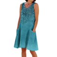 thumbnail image 5 of V Neck Aline Dresses for Women Flowy Floral Sleeveless Dress Summer Casual Wedding Guest Sundress with Pockets, 5 of 5