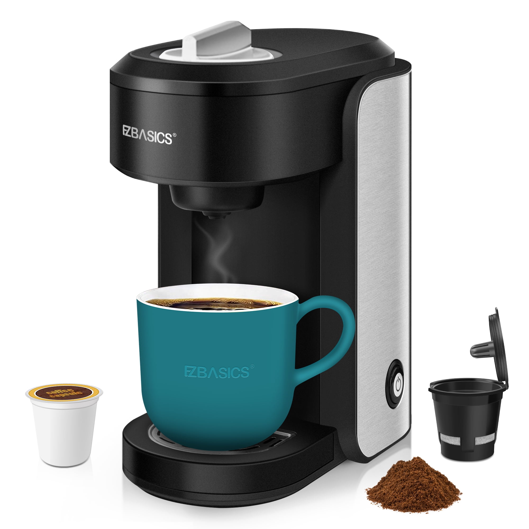 Megalesius Single Serve Coffee Maker, 2 In 1 Mini Coffee Maker For Single  Cup Pods & Ground Coffee, 10 Oz Brew Sizes, One Cup Coffee Maker With  One-Button Control, Rapid Brew 