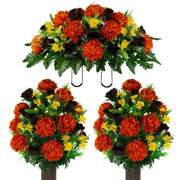 Sympathy Silks Artificial Cemetery Flowers Realistic, Outdoor Grave