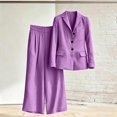 thumbnail image 5 of Linen Blazer and Pants Matching Set for Women Dressy Casual Work Jackets with Wide Leg Capris 2 Piece Business Outfits Purple XL, 5 of 7