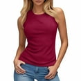 thumbnail image 3 of ASFGIMUJ Women Ribbed Padded Crop Tank Top Built-In Bra Camisole Yoga Workout Sleeveless Layering Top, 3 of 7