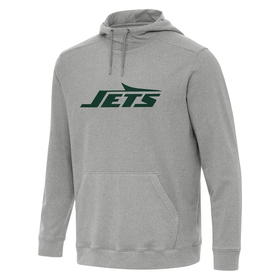 Men's Antigua Heather Gray New York Jets Cloud Pullover Hoodie