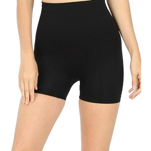 Zenana Zenana Women Ladies Plus Size Stretch High Waist Tummy Control Seamless Short Leggins Shorts Black 1x 2x Walmart Com Walmart Com
