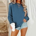 thumbnail image 4 of VISALY Pullover Crewneck Sweatshirt Tunic Sweatshirt Casual Oversized Sweatshirt Long Sleeve Preppy Sweatshirts Fall Pullover Sweaters Comfy Tops Winter Sweatshirts Basic Sweatshirt Navy L, 4 of 6