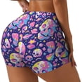 thumbnail image 2 of Fotbe Skull colorful mushroom Seamless Shorts, Womens Workout Shorts High Waist Stretch Booty Short for Gym/Yoga/Running/Biking-Small, 2 of 9