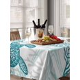 thumbnail image 6 of Turquoise Coastal Table Cloth, Sea Turtle Nautical Coral Summer Beach Waterproof Tablecloth for Rectangle Tables, Reusable Washable Fabric Table Cover for Restaurant Kitchen Dining Tables 60"x102", 6 of 6