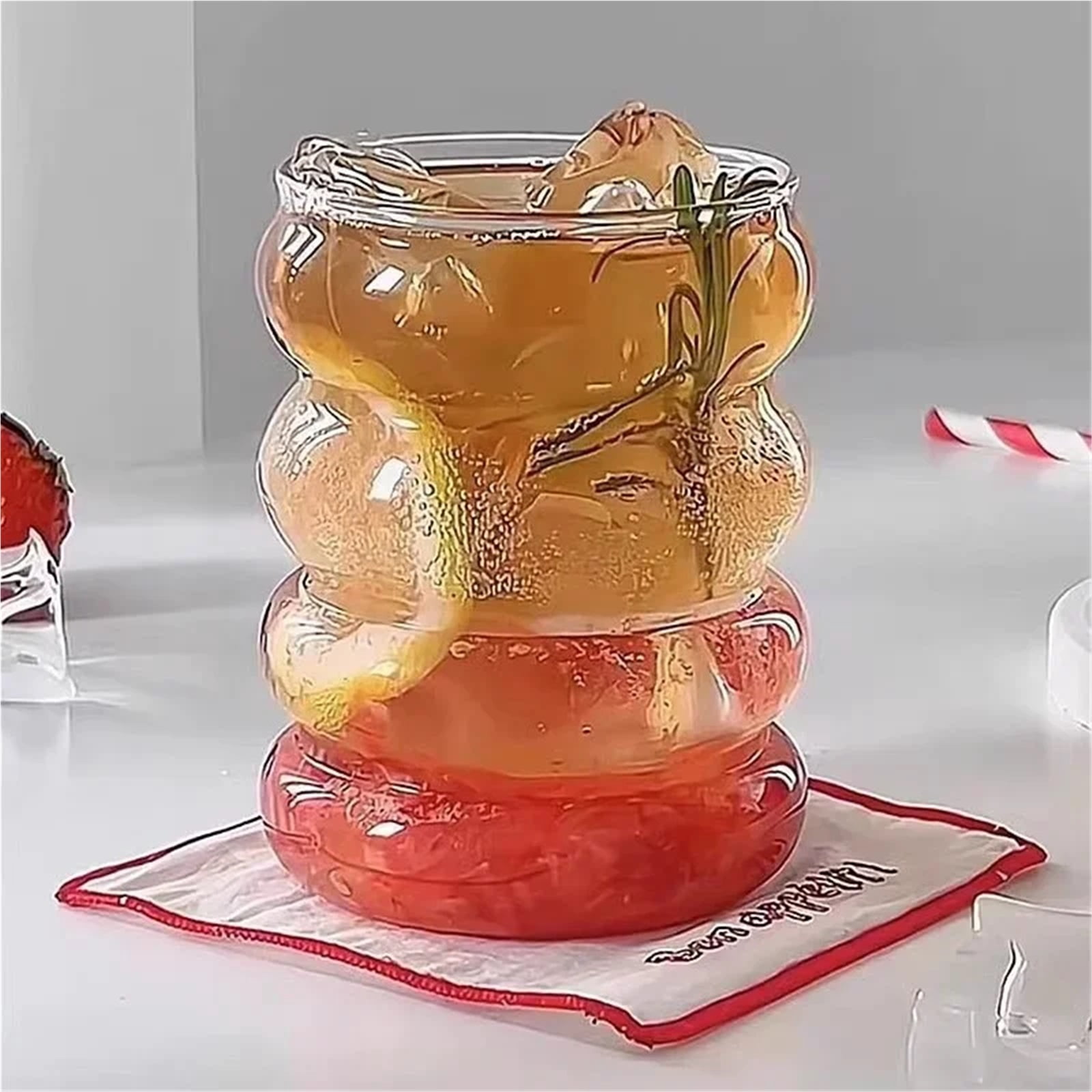 Espresso cup 350ML Glass Cup Transparent Heat-resistant Caterpillar Shape Coffee Mug Drinking Glasses
