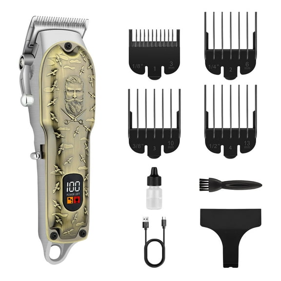 Professional Men's Hair Clippers - Cordless & Corded Barber Clippers, Rechargeable Beard Trimmer for Hair Cutting & Grooming