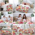 thumbnail image 5 of 3 Piece Pink Orange Floral Duvet Cover Set California King,Microfiber Comforter/Quilt Cover with Corner Ties and 2 Pillowcases,Spring Blossom Botanical Flowers All Season Bedding with Zipper Closure, 5 of 8