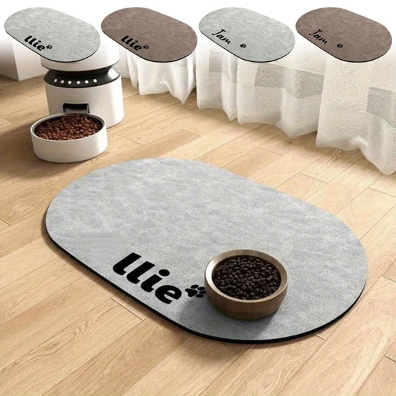 Highly Absorbent Silicone Pet Feeding Mat - BPA-Free Food-Safe Anti-Spill Mat, Non-Slip Bottom & Quick-Drying Surface, Stain-Resistant Easy-to-Clean Mat for Dogs & Cats Use, 15.7*11.8in, D