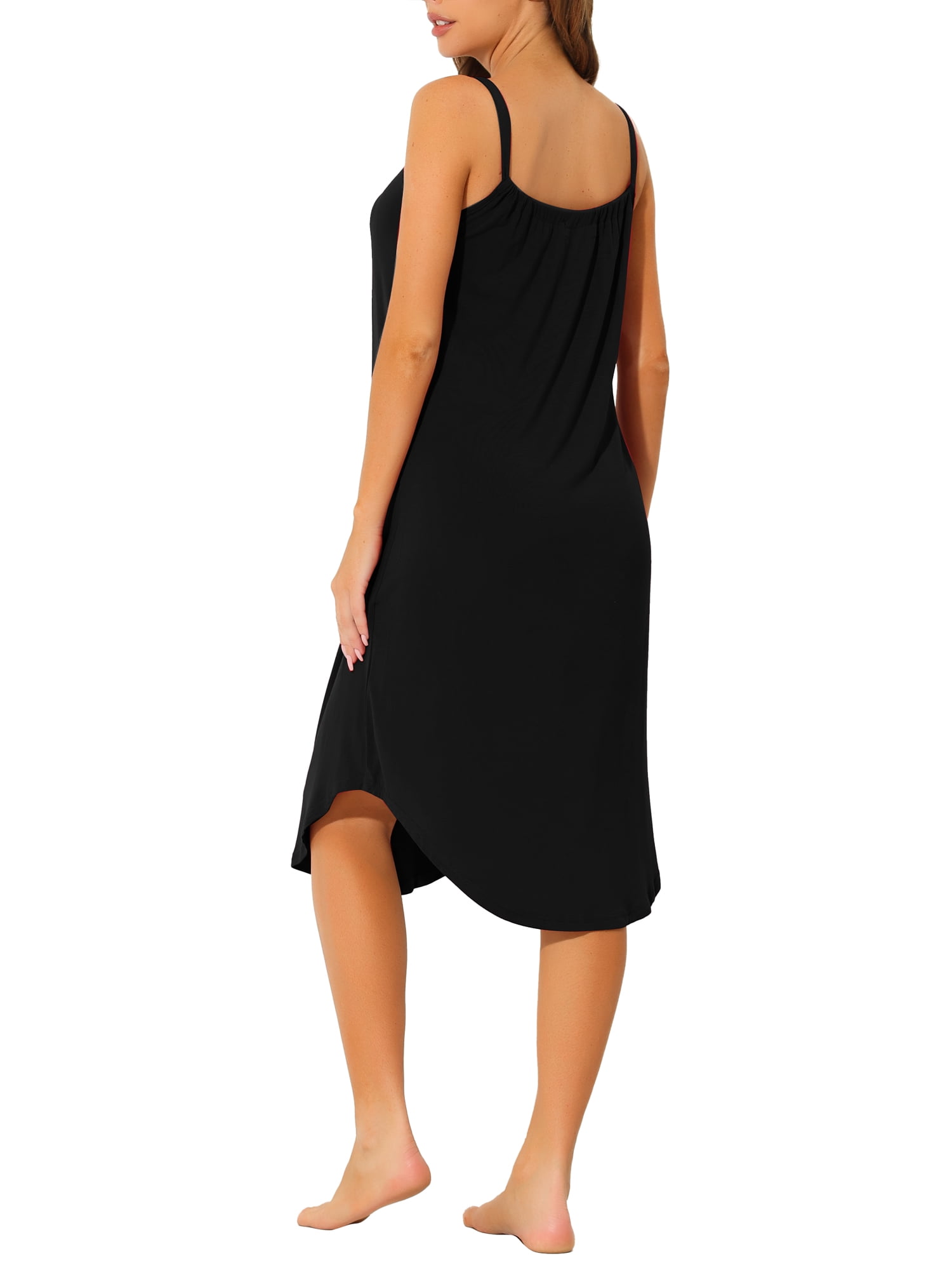 Unique Bargains Women's Pajama V Neck Soft Sexy Nightdress Stretchy Lounge Cami Dress