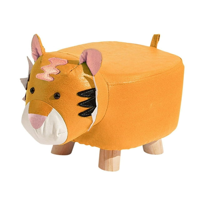 Taburete otomano de madera, muebles, dibujos animados, tapizado, bajo, asiento, sofá, taburete de té Naranja