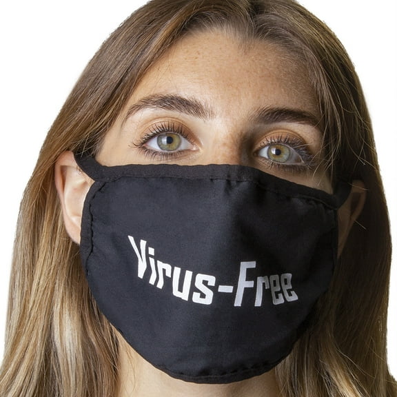 2PC PACK 'VIRUS-FREE' FACE MASK COVERING SET- 1PC RED, 1PC BACK